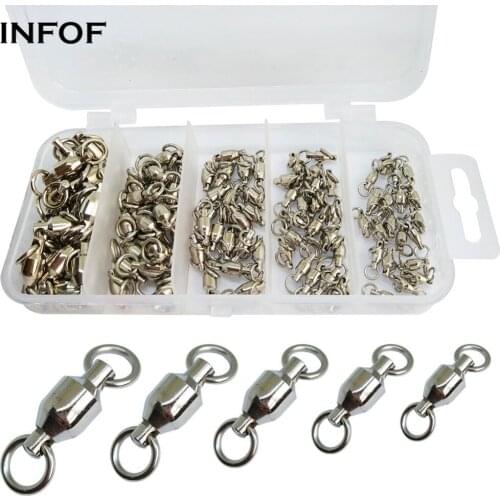 INFOF 100-pieces Swivels Fishing Connector Hook Swivel Ball Bearing Swivel with Solid Rings Feeder Carp Fishing Tackle pesca