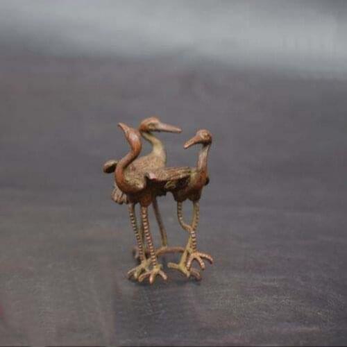 Pocket (tea pet. crane) small ornaments antique bronze carvings