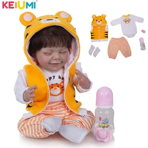 KEIUMI 20Inch About 50CM Simulation Reborn Baby Doll With Tiger Suit For Girls Toy Partner Fashion Surprise Birthday Gift