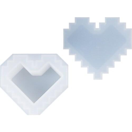 T84A 1 Set Pixel Love Storage Box Crystal Epoxy Resin Mold Case Decorations Silicone Mould DIY Crafts Jewelry Container Casting