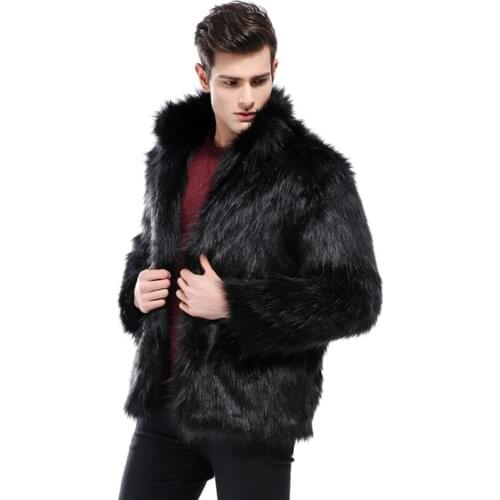2018 New Hot Sell Autumn Winter Man Short Stand Coller Faux Fox Fur Coat High-end Men Leather Jackets Thick Warm Loose Overcoat
