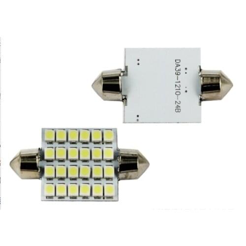 2Pcs 12V Car Interior Light White LED Bulb 41MM 24SMD License Number Plate Lamp RV Roof Light Trailer Tail Lamp Univsersal