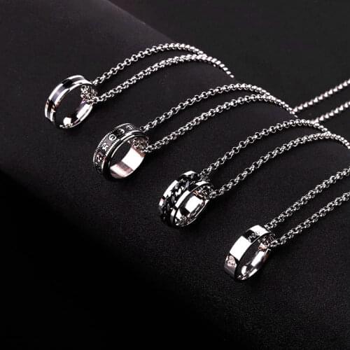 2021 Tide Brand European And American Titanium Steel Non Fading Personality Domineering Trendsetter Ring Necklace Mens Neck