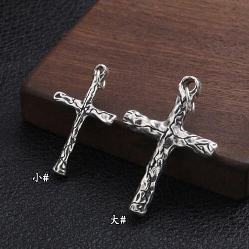 Wholesale S925 Sterling Silver Trend Jewelry Retro Thai Silver Street Faith Cross Men And Women Pendant