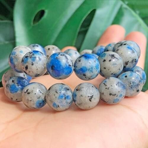 Natural White Blue K2 Jaspers Natural Round Loose Stone Beads for Jewelry Making DIY Mineral Beaded Accessories15'' 6/8/10mm