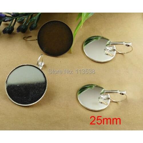 Wholesale silver 500piece 25mm Round with Teeth Cabochon Setting Leverback earring hooks & wires ~ Earring Base ~ Earring Blanks