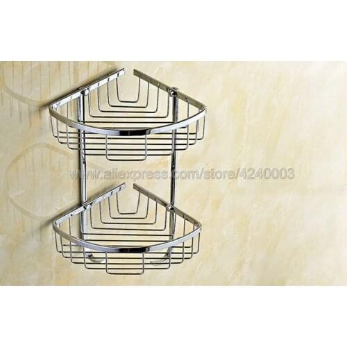 Bathroom Shelves Chrome Shower Corner Shelf Towel Hooks Shampoo Cosmetic Rack Wall Mount Bathroom Holder Bath Basket Kba525