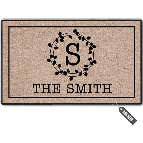 Custom Doormat Monogrammed Personalized family Name and Initial 18x30 Entry Way Outdoor Door Mat with Non Slip