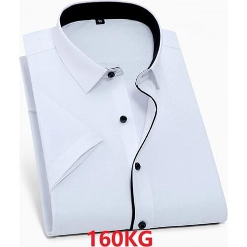 High quality summer men office formal shirt plus size 8XL 10XL 12XL work office shirt Business oversize cotton shirt black white