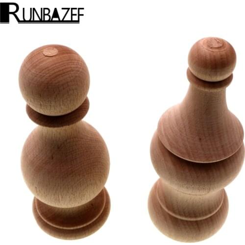 RUNBAZEF Kawaii Furniture Real Wood Carving Ark Leg Circular Wooden Foot Decoration Cylindrical Ball Applique Vintage Home Decor