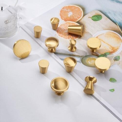 Single Hole Brass Cabinet Drawer Cupboard Dresser Handle Kitchen Bedroom Bathroom Furniture Knob Nordic Pure Copper Handles