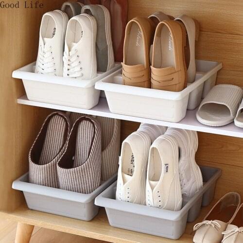 3 Girds Shoes Racks Plastic Japanese Shoe Storage Box Space Saver Organizer Cupboard Cabinets Creative Container