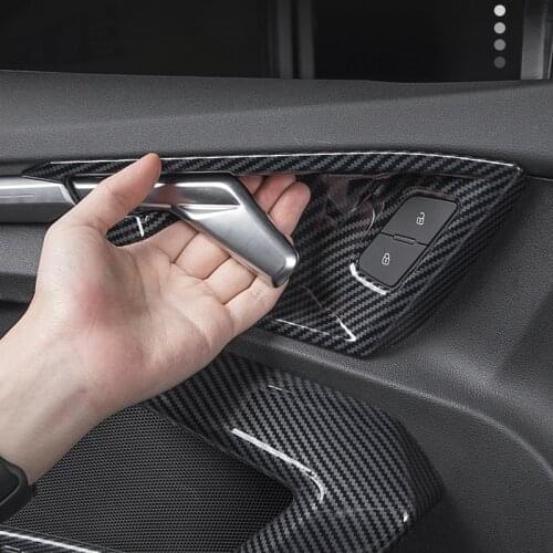 Carbon Fiber Style Car Inner Door Handle Frame Decoration Cover Trim For Audi A3 2021 Car Styling Interior Accessories