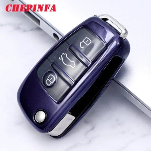 TPU Car Key Case Full Cover Protect Shell For Audi A1 A3 A4 A5 Q7 A6 C5 C6 Car Holder Shell Remote Cover Car-Styling keychain