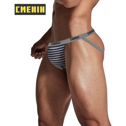 CMENIN Low Waist Hip Lift Sexy Men Jockstrap Underwear G-String Thongs Cotton Breathable Soft Quick Dry Bikini Underpants BS3118