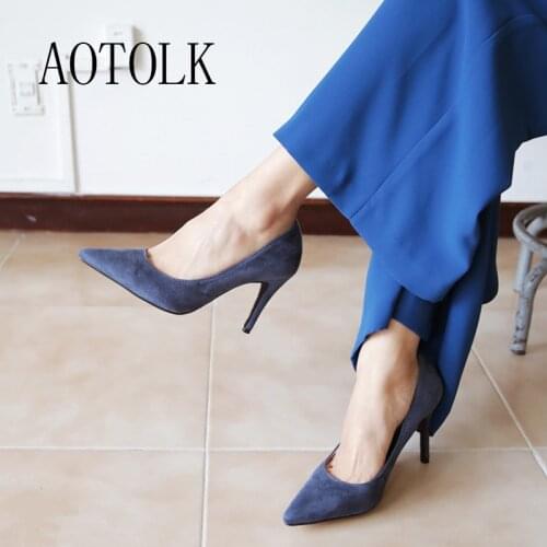 Women Pumps High Heels Shoes Pointed Toe Woman Wedding Shoes Spring Autumn Thin Heels Office Female Dress Shoes Plus Size DE