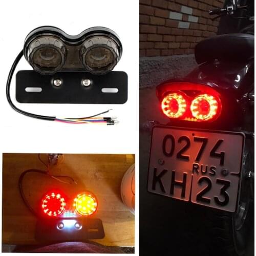 Universal Motorcycle LED Taillight Custom Motorbike Rear Stop Brake Lamp License Plate Light Turn Signal Indicators for BMW