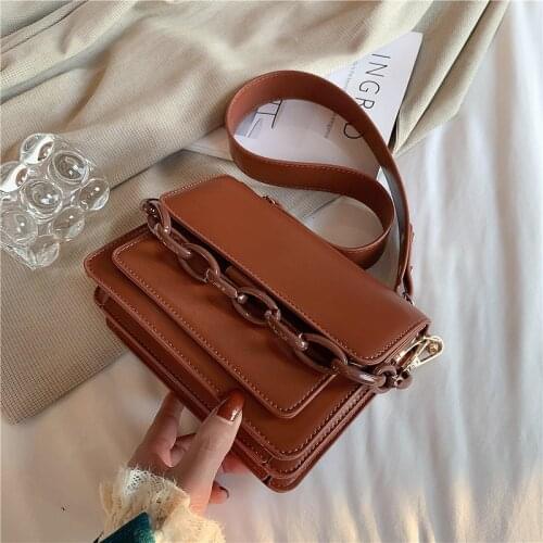 Female Fashion Cross Body Bag Chain Design New Mini Pu Leather Flap Bags for Women 2020 Winter Lady Shoulder Handbag