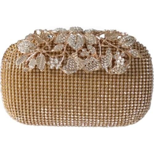 Hot sale Unique Gold Rhinestone Evening bag Clutch Purse Party Bridal Prom