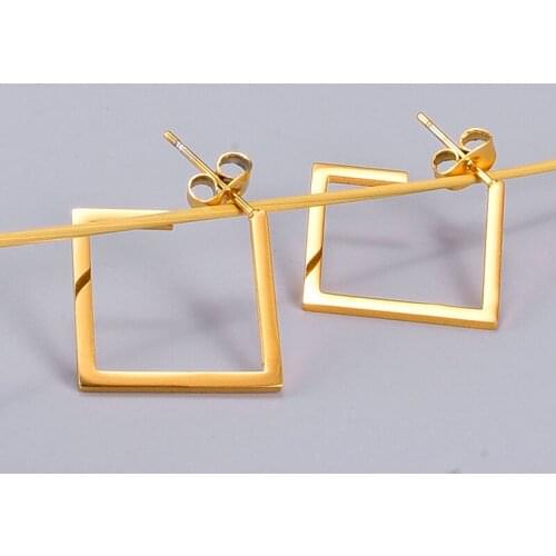 YAOLOGE FASHION 316L Stainless Steel Gold Color Square Hoop Earrings Trendy Earrings For Women New Fashion Jewelry pendientes