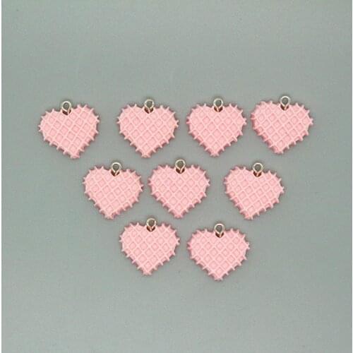 10pcs INS Resin Striped Pink Love Heart Earring Charms Cute Hearts Shape Keychains Necklace Bracelet Pendant DIY Jewelry Make