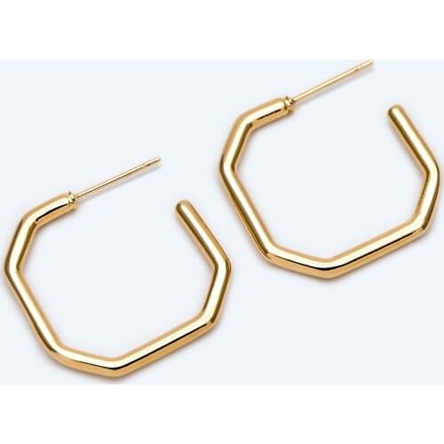 10pcs Square Ear Posts, 18K Real Gold Plated Brass, Geometric Earring Studs (GB-1828)