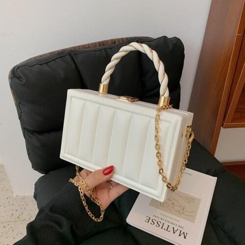 2021 Luxury Women Small Box Chain Crossbody Bag Brand Lady White Pink Handbags and Purses Clutch Evening Party Bag Mini Suitcase