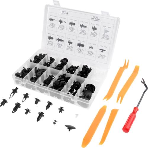 242x Mixed Car Plastic Fastener Clip Rivet Screw Car Bumper Fender Retainer Clips For Honda Civic HE08 Fastener Remover Pry Tool