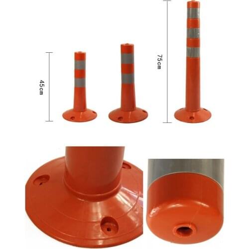 45cm High Warning Reduce Danger PU Road Facilities Crossing Sign Safety Reflective Pile Elastic Column Cone
