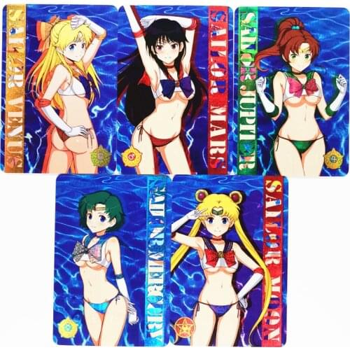 5pcs/set Sailor Moon Swimsuit Beauty Sexy Girl Toys Hobbies Hobby Collectibles Game Collection Anime Cards