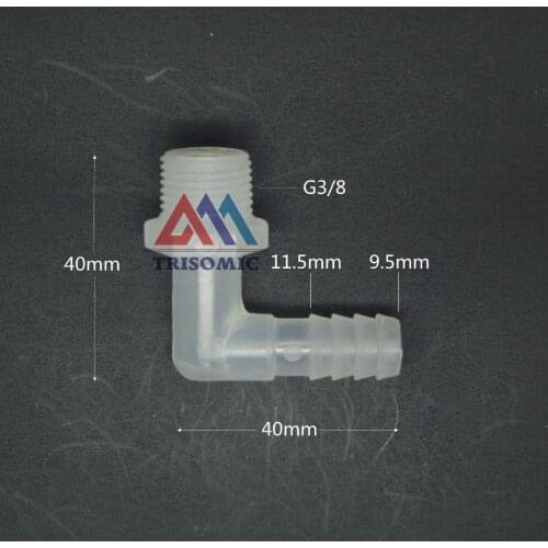 9.5mm*G3/8 Elbow screw thread type Connector Tube Joiner Material PP Plastic Fitting Tank Airline acid and alkali resistant