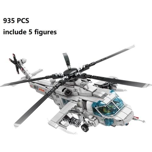 935Pcs High-Tech Navy Military Armed Attack Z-20 Helicopter Model Building Blocks Sets STEM kit Bricks Educational for Children