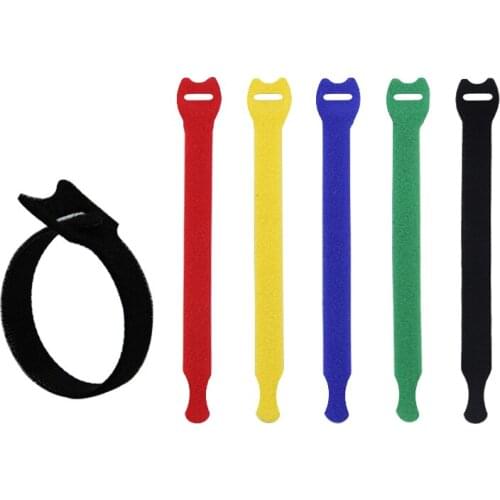 Tidy Organiser 50Pcs/Pack Cable Cord Nylon/Polyester Hook Loop Ties Multi Purpose Nylon Strap Pure Color Reusable
