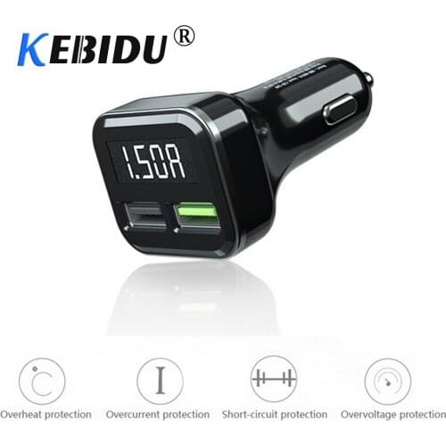 KEBIDU Dual USB Car Charger For Quick Charge 2.0/3.0 With LED Display Adapter Universal For Iphone Huawei