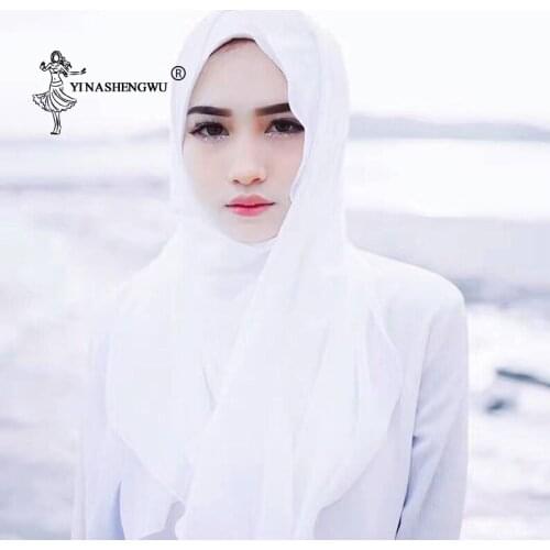 Bandana Plain Bubble Chiffon Muslim Hijabs Fashion Women Muslim Hijab Scarf Inner Hijab Caps Ladies Islamic Turban Soft Chiffon