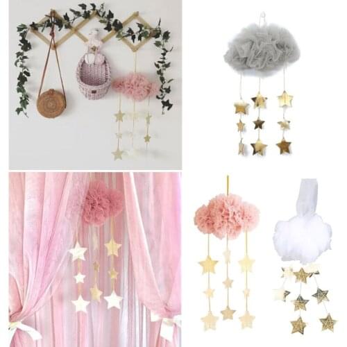 Baby Nursery Ceiling Mobile Crib Clouds Stars Hanging Ornament DIY Net Yarn Kids Room Baby Home Shower Decoration Photo Props