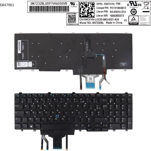 French FR Laptop Keyboard New For Dell Latitude E5550 E5570 E5580 5550 5580 5590 5591 BLACK Backlit Big Enter With Point stick
