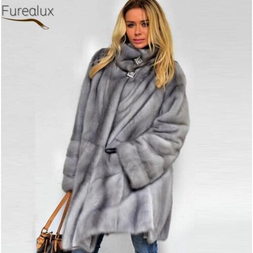 FUREALUX 2021 New Trend Genuine Real Fur Coat Natural Mink Fur Winter Thicken Warm Top Fashion Temperament Womens Clothing