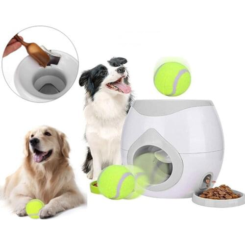 Dog Interactive Toys Pet Tennis Ball Throwing Fetch Machine Cats FDA Food Dispensing Reward Game Training Tool Dog Slow Feeders