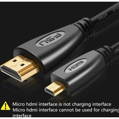 Micro HDMI-compatible to HDMI Cable 1m 1.5m 3m 5m 3D 1080P 1.4 Gold Plated Male-Male Micro HDMI-compatible Cable for Tablet HDTV