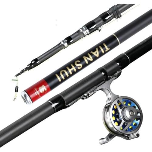 Carbon 6.2m 7.2m Front-end Fishing Rod with Reel Set Hard Three-position Rock Fishing Pole 28 Tone Telescopic Fishing Olta Pesca