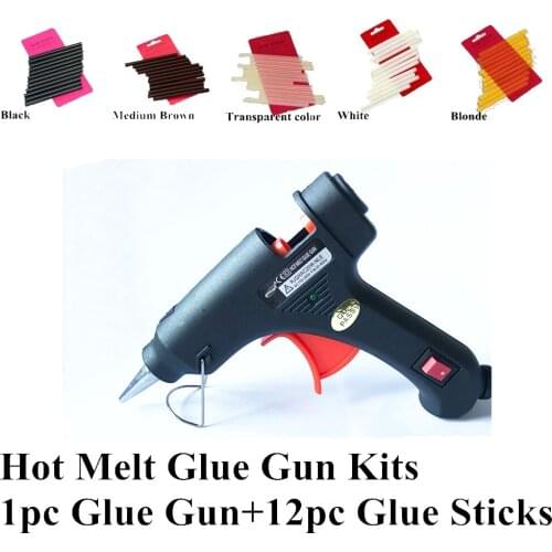 Hair glue gun/ 20w Hot Melt Glue Sticks 10*0.7cm 12pc Professional Hair Tools Kits