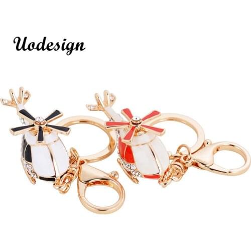 Uodesign Creative Helicopter Keychains Fashion Key Chains Children Kids Boys Keyring Car Accessories Pendant Metal Keychain