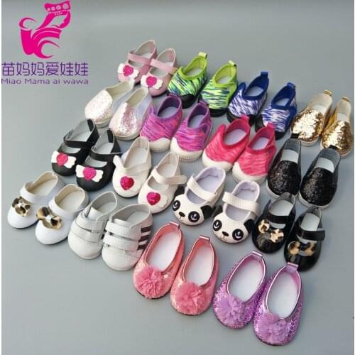 Doll shoes for Dolls black white Prink Shoes fits For 18" girl Doll shoes sneackers Toy doll Accessories
