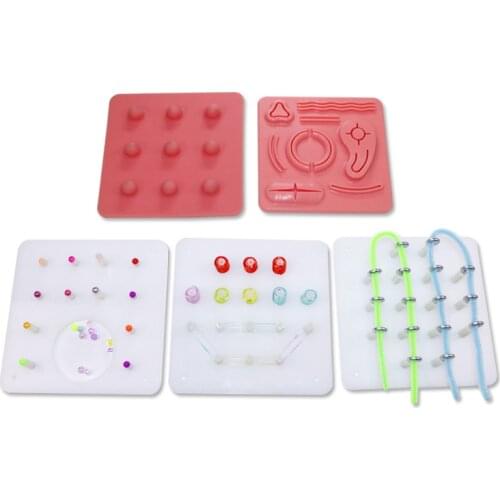 Laparoscopic surgery training module suture shear peel clip traction and perforation module