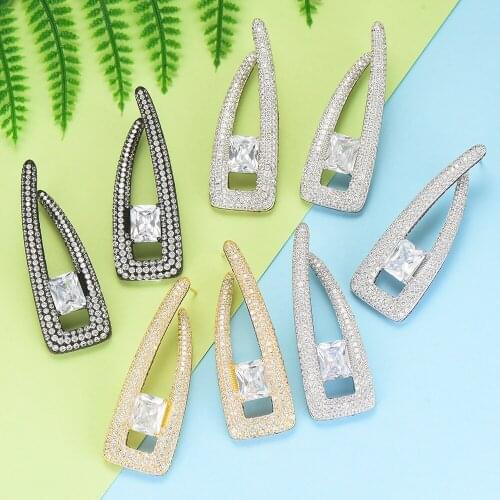 LARRAURI 2020 Unique Design Trendy Drop Women Earrings Clear Austrian crystal Noble Luxury Earring For Women Bridal Wedding