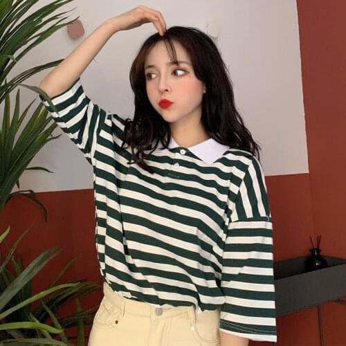 Summer Fashion Polo Shirt Women Linen Cotton Short Sleeve Retro Casual loose aesthetic Polo kawaii Shirt top for women