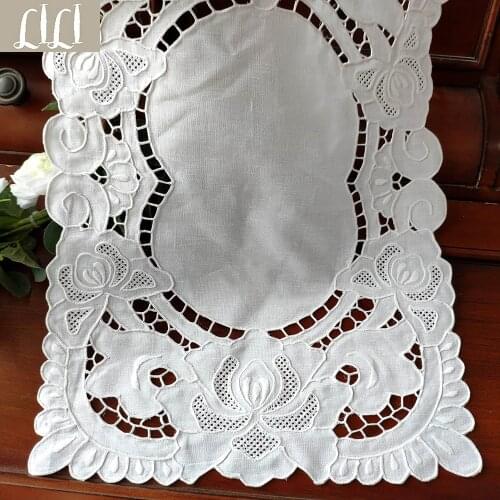 Hand-embroidered Drawnwork Placemat Linen Handicrafts Gift Cutwork Traycloth