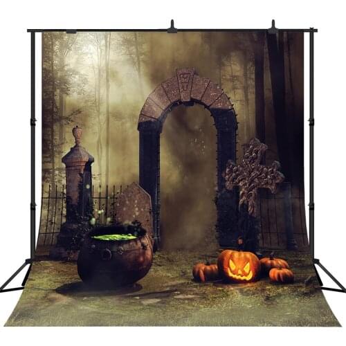 Lyavshi Halloween Backdrop Vintage Architecture Secret Witch Soup Pot Photo Background Scary Costume Carnival Portrait Studio