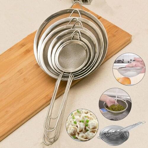 Oil Strainer Stainless Steel Fine Wire Mesh Kitchen Tools Accessories Oil Skimmer Strainer Flour Sifter Sieve Colander